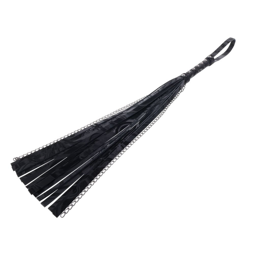 Sportsheets Velvet Noir Chain Flogger 43 cm Faux Leather and Hematite Chain Whip Whips & Paddles