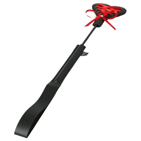 Sex & Mischief Heartbeat Crop in Red with 37.5 cm Length, Red and Black Color, Includes a Lace-Design Whip and Heart-Shaped Laced Paddle Whips & Paddles