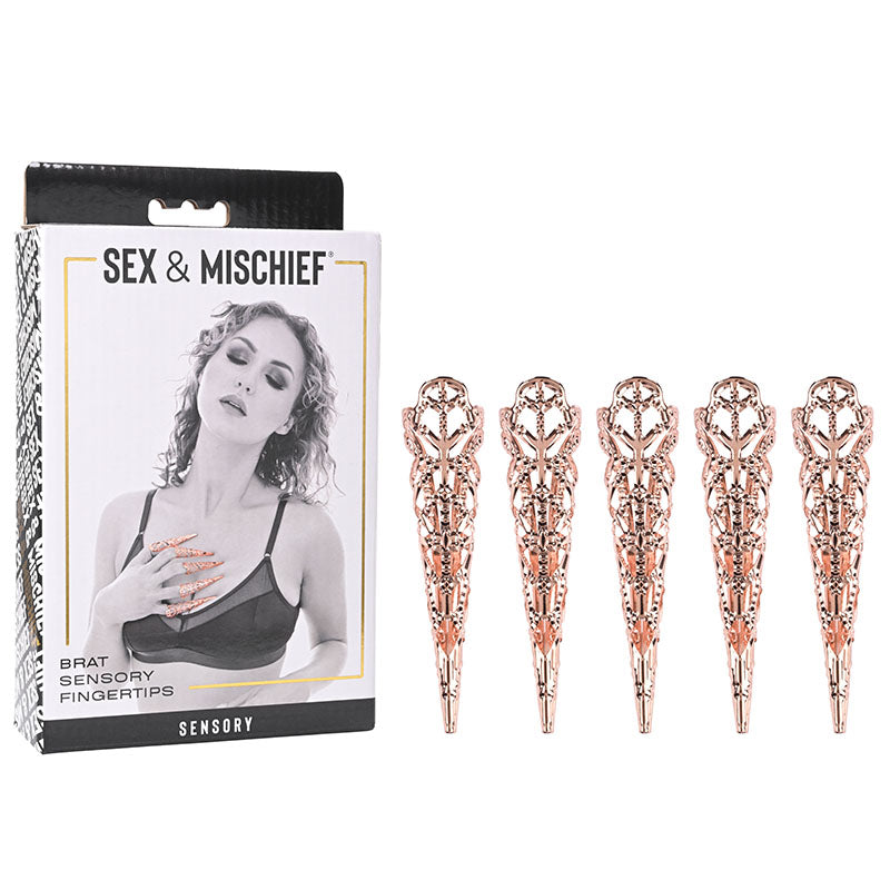 Sex & Mischief Brat Sensory Fingertips – Set Of 5 Pcs Rose Gold > Bondage Gear > Sensory Gloves
