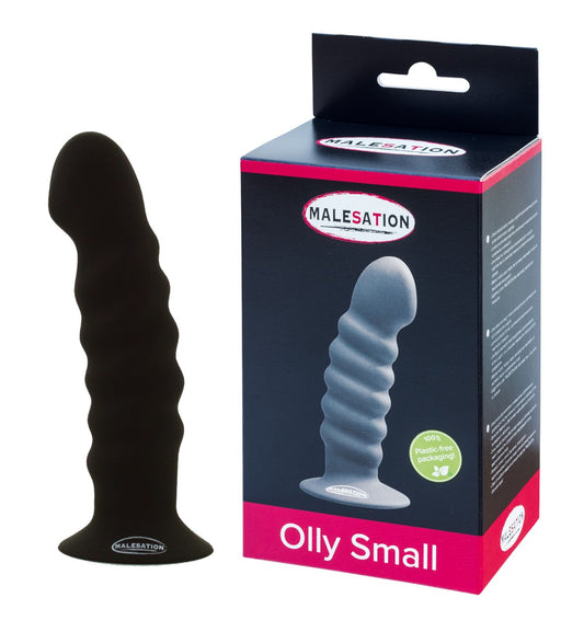 Malesation Olly Dildo Small Black Silicone 13.6 cm with Suction Cup and Storage Bag Default Title DONGS