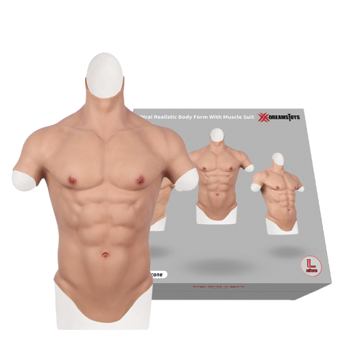 XX-Dreamstoys Ultra Realistic Silicone Muscle Suit Natural Skin Tone Size L Full Torso Bodyform Secondary image