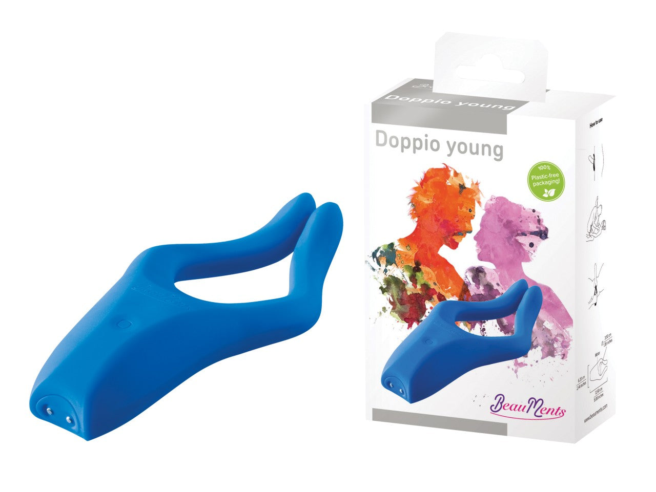 BeauMents Doppio Young Blue Silicone Vibrator with 10 Functions and Waterproof Design Default Title > Sex Toys > Couples Toys