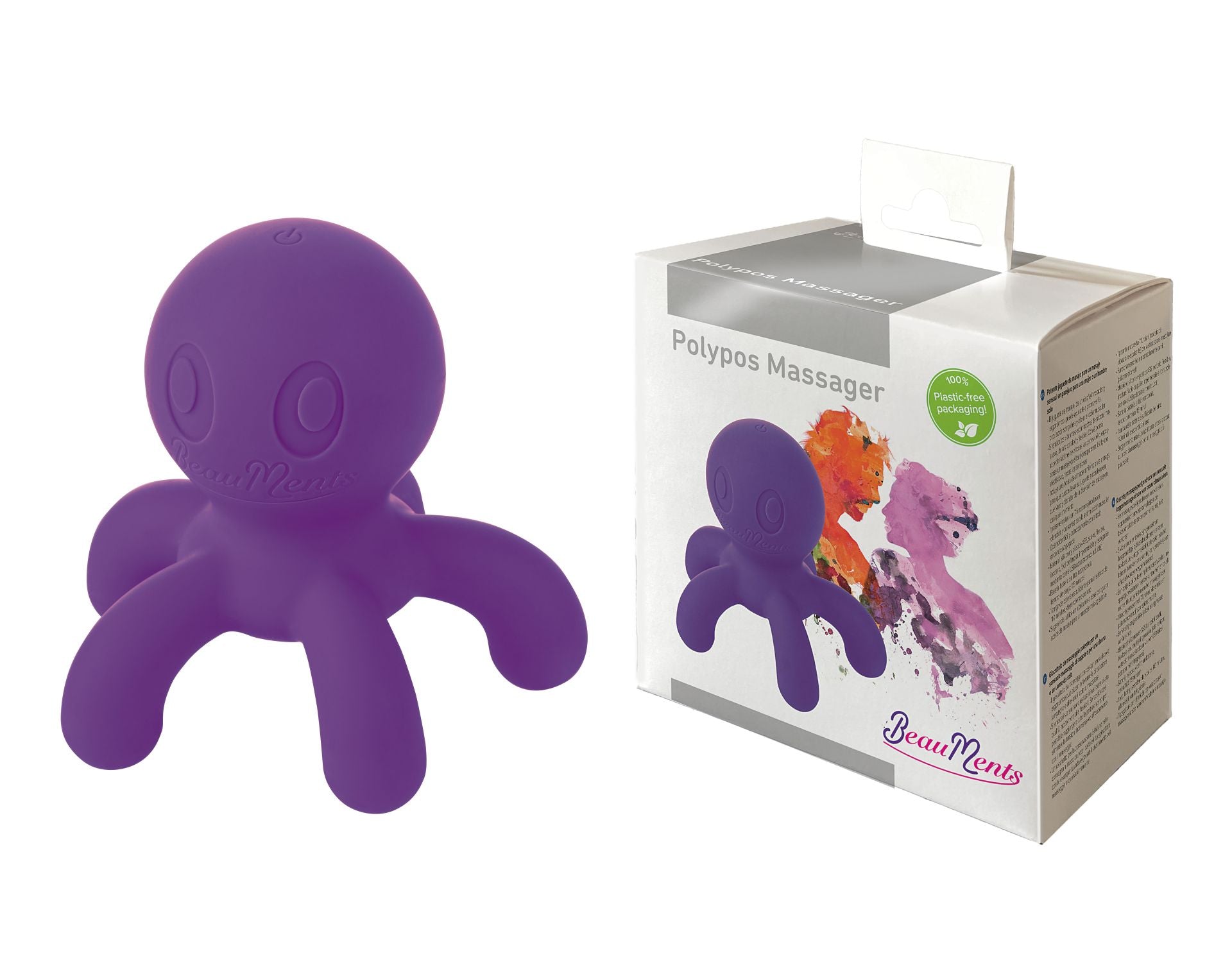BeauMents Polypos Massager Purple Silicone Ergonomic 5-Tentacle Vibrating Muscle Stimulator with 7 Functions and Motor Secondary image