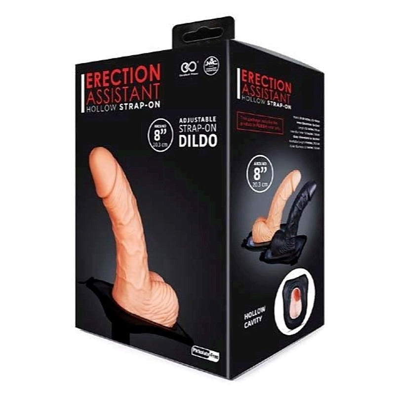 Erection Assistant Hollow Strap On 9.5 Inch Flesh Adjustable Harness Dildo > Dildos > Hollow Strap Ons