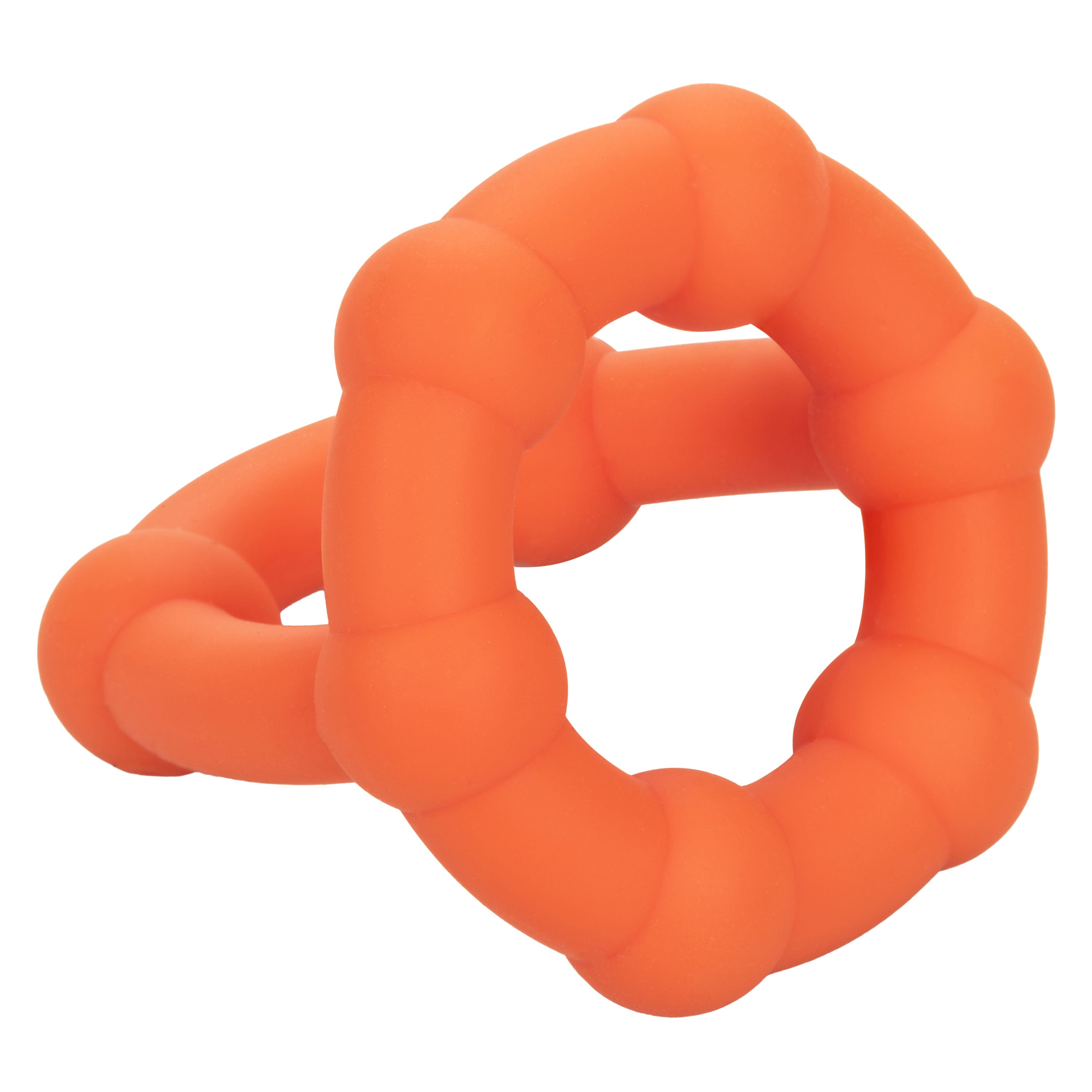 Alpha Liquid Silicone All Star Ring Orange Ultra Stretchy Dual Ring with Beaded Accents and Built-In Scrotum Support COCK RINGS