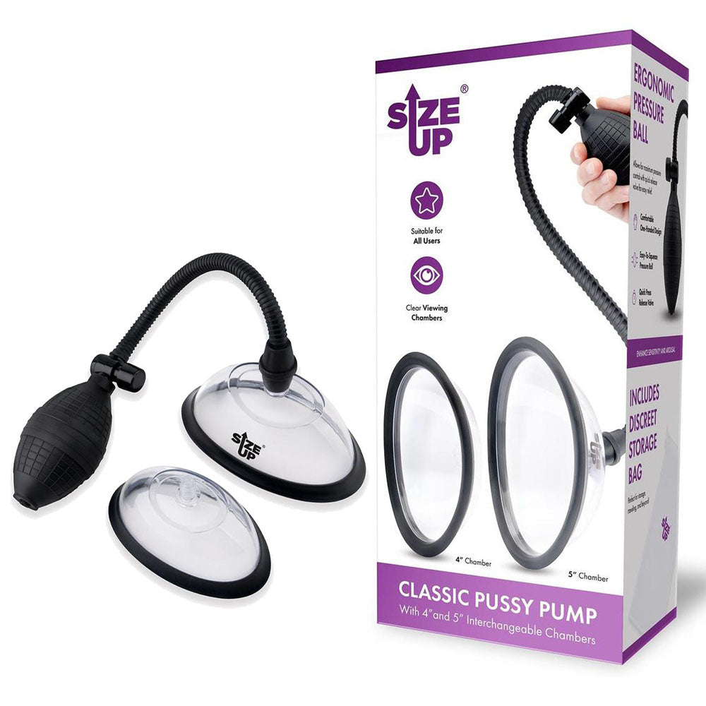 Size Up Classic (Black) – Vagina Pump with Two Interchangeable Chambers 10 cm and 12.7 cm Default Title > Pumps > Female Pumps