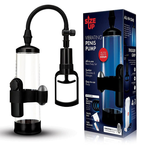 Size Up Vibrating Trigger Penis Pump for Enhanced Size and Sensitivity Clear PUMPS