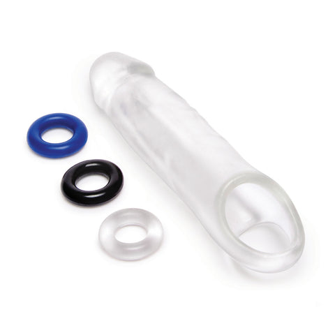 Size Up 1 Inch See Thru Penis Extender with Ball Loop SLEEVES