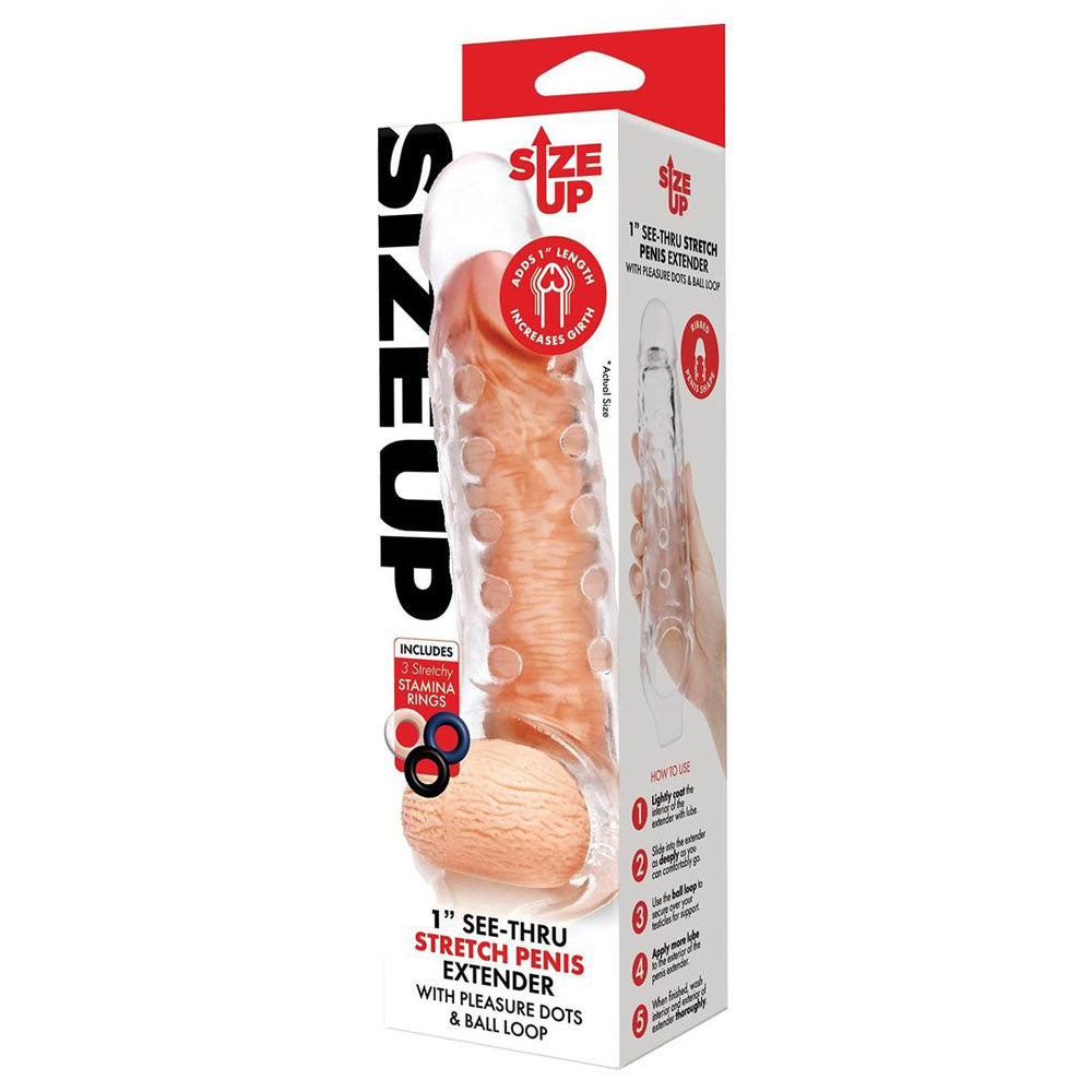 Size Up 1 Inch See Thru Stretch Penis Extender > Sex Toys For Men > Penis Sleeves