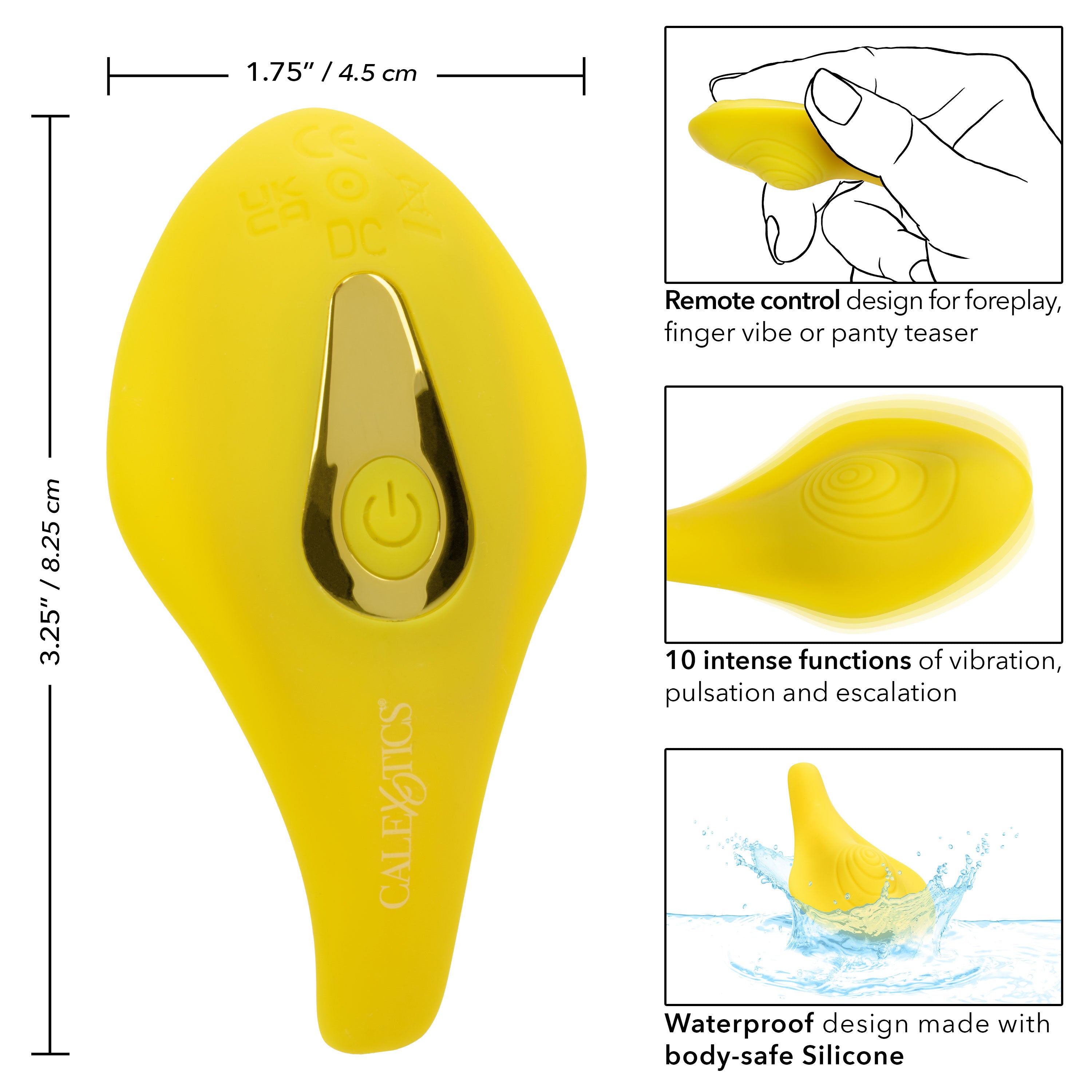 Neon Vibes The Secret Vibe Remote Controlled Yellow Silicone Vibrator > Vibrators > Finger Vibrators