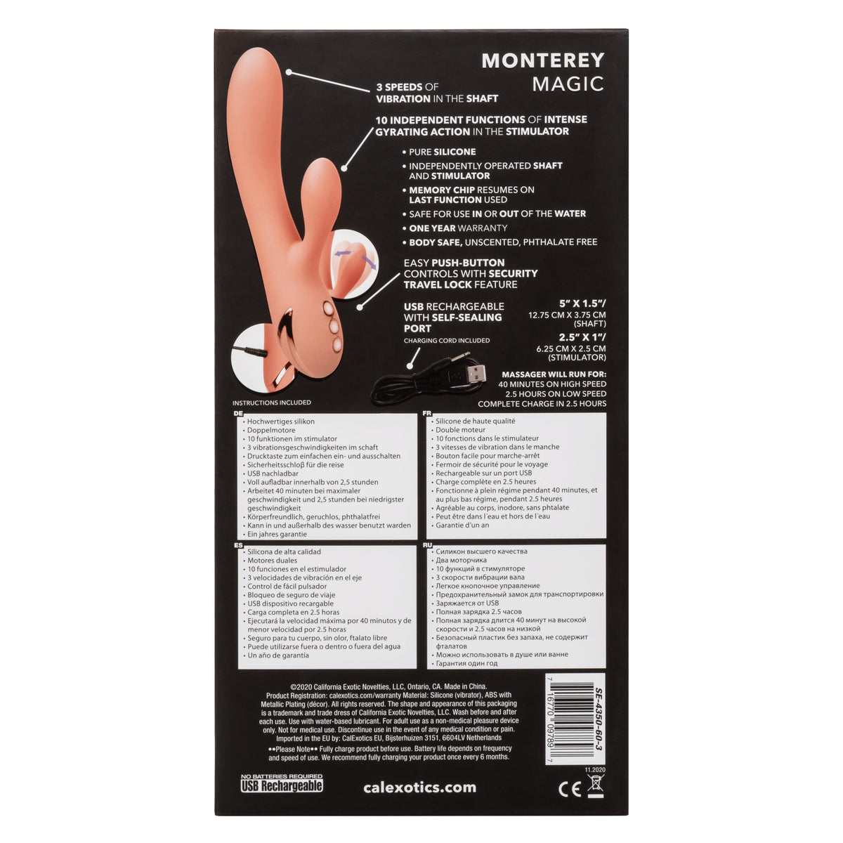 Monterey Magic Vibrator with Clitoral Stimulator – Sleek Vibrator > Vibrators > Ladies > Rabbit