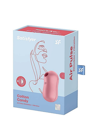 Satisfyer Cotton Candy Light Red Oval Compact Pressure Wave Vibrator with Vibration and USB Rechargeable Battery Default Title Vibrators