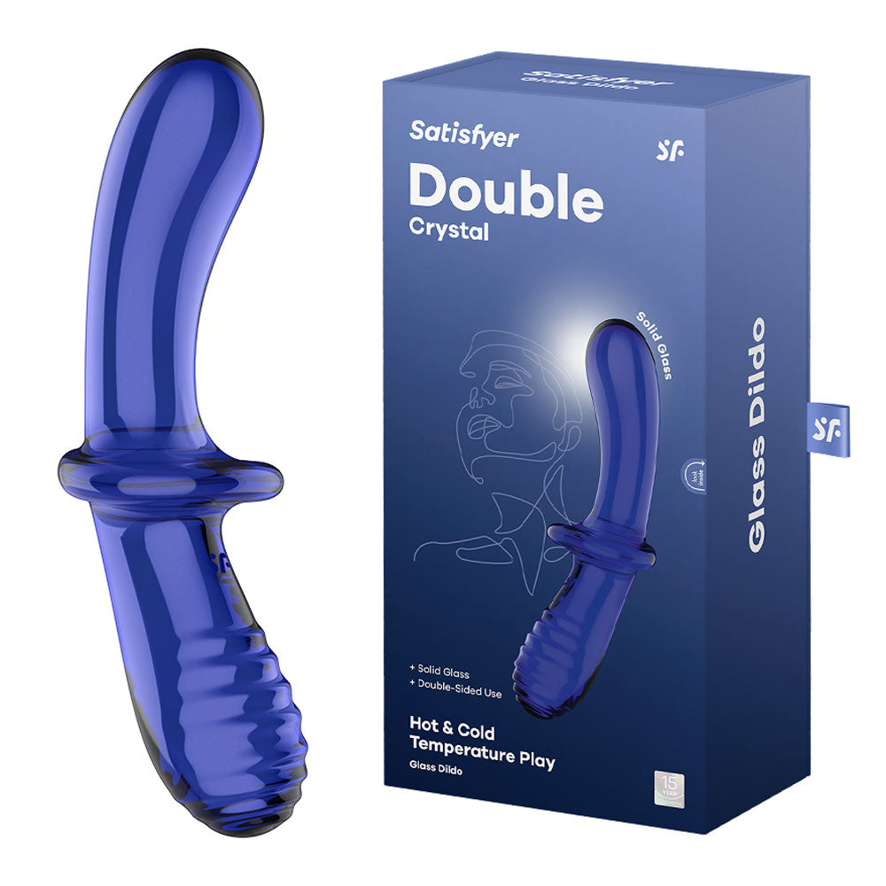 Satisfyer Double Crystal (Blue) – Glass Dildo for Temperature Play > Glass > Dildos Main image
