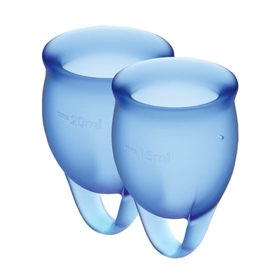 Satisfyer Feel Confident Menstrual Cup Dark Blue Set of 2 Cups 15ml and 20ml Medical Grade Silicone Feminine Care