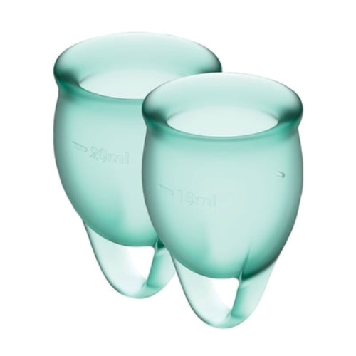 Satisfyer Feel Confident (Dark Green) – Medical Grade Silicone Menstrual Cup Kit 15ml and 20ml Reusable > Essentials > Menstrual Products