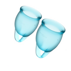 Satisfyer Feel Confident Menstrual Cup Light Blue 15ml and 20ml Reusable Medical Grade Silicone > Essentials > Menstrual Products