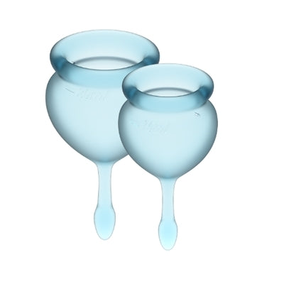 Satisfyer Feel Good Menstrual Cup Light Blue Set of 2 Cups 15ml and 20ml Medical Grade Silicone Feminine Care