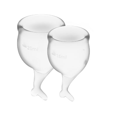 Satisfyer Feel Secure Menstrual Cup Transparent Medical Grade Silicone Set of 2 Cups 15ml and 20ml Feminine Care
