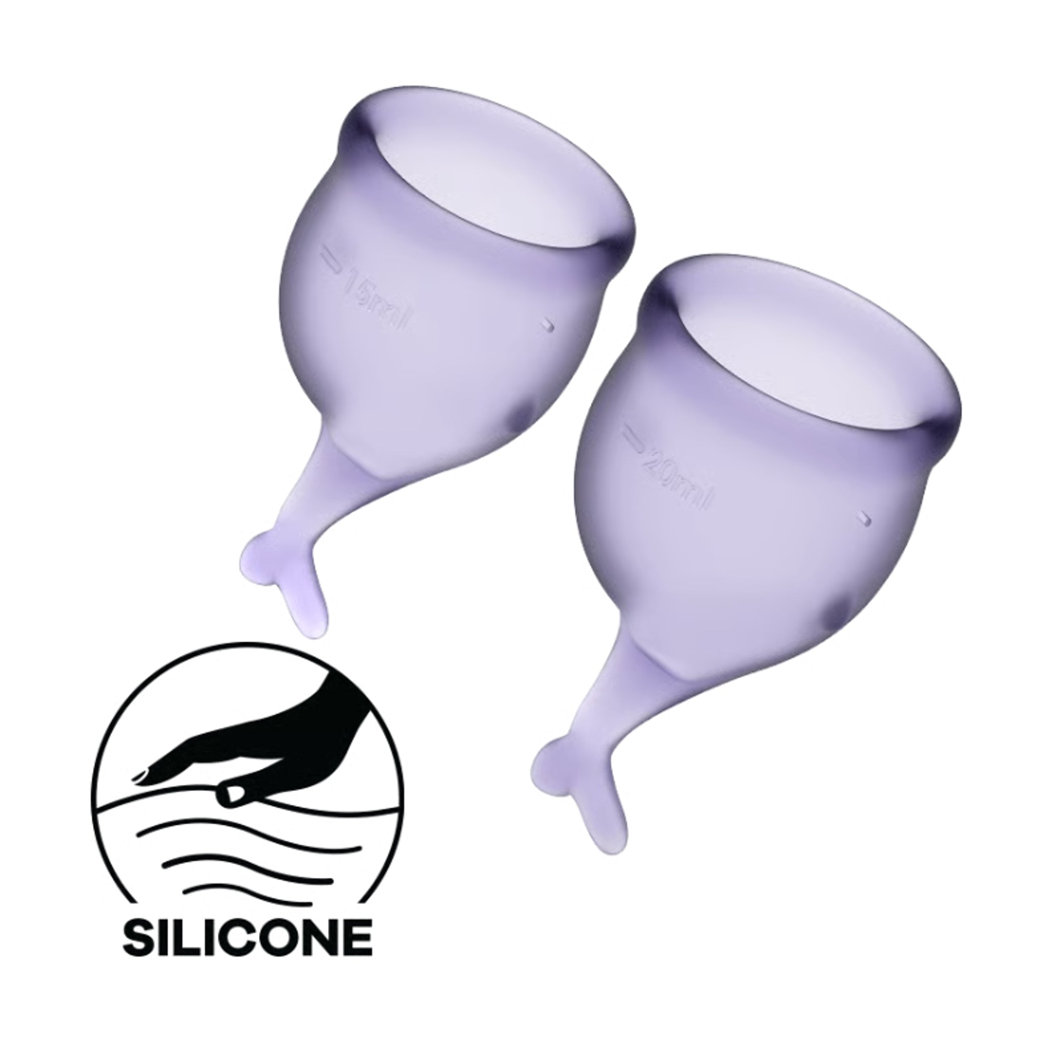 Satisfyer Feel Secure Menstrual Cup Lilla Medical Grade Silicone 15ml and 20ml Reusable Kit Secondary image