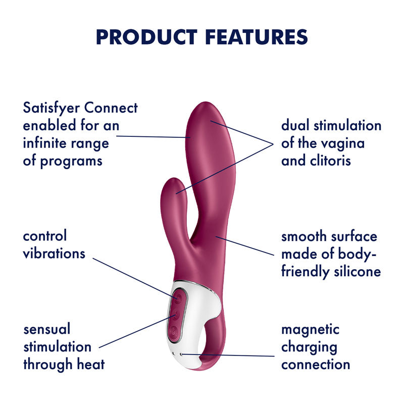 Satisfyer Heated Affair Warming Rabbit Vibrator in Burgundy with Bluetooth Connectivity > Vibrators > Ladies > Rabbit