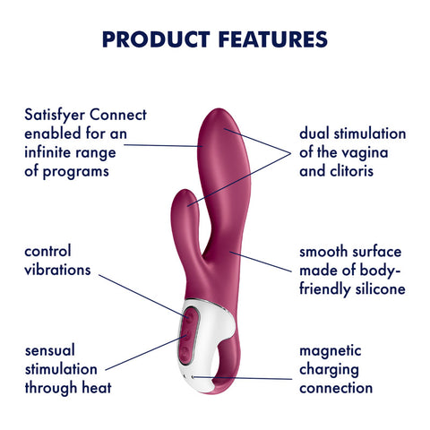 Satisfyer Heated Affair Warming Rabbit Vibrator in Burgundy with Bluetooth Connectivity > Vibrators > Ladies > Rabbit