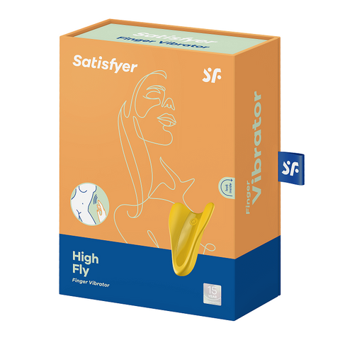 Satisfyer High Fly Yellow Finger Vibrator 7cm Body-Friendly Silicone Waterproof Rechargeable Finger Stimulator