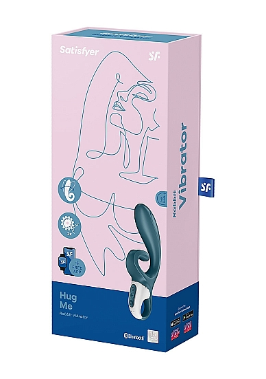 Satisfyer Hug Me Rabbit Vibrator Grey Blue Silicone Waterproof with App Control VIBRATORS-RABBIT