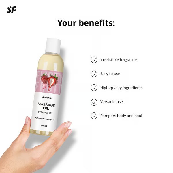 Satisfyer Massage Oil (Strawberry) – Nourishing Moisturizing Massage Oil 250ml > Essentials > Massage Oil