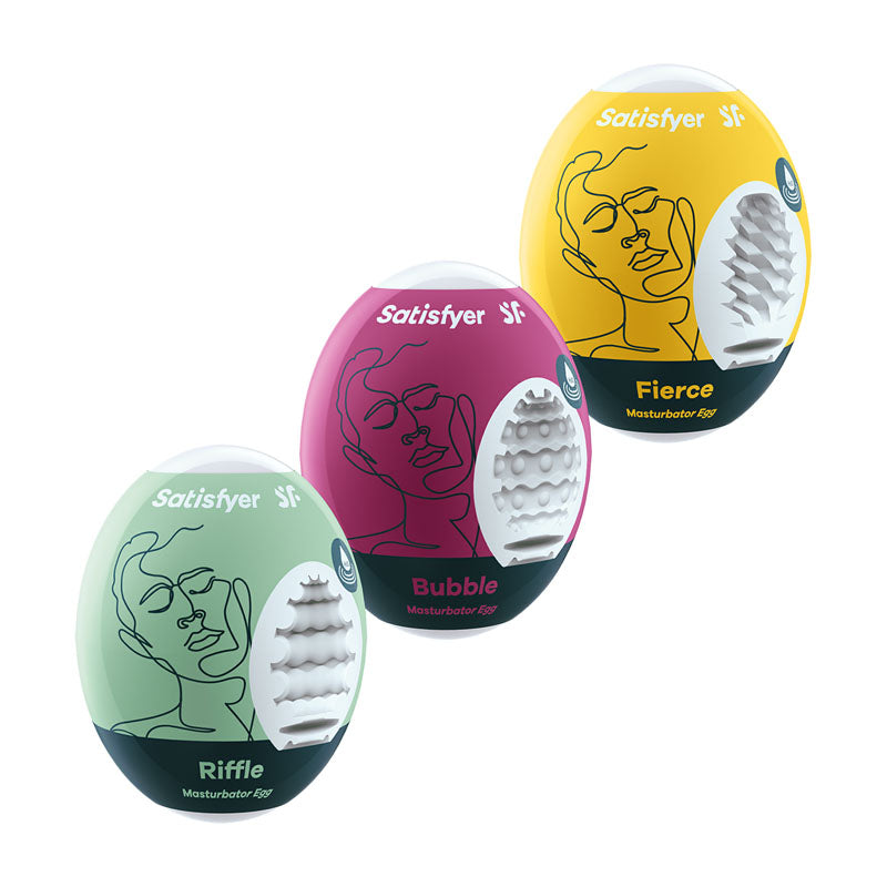 Satisfyer Masturbator Eggs - Variety Mixed 3 Pack Strokers Strokers - Cup|Egg