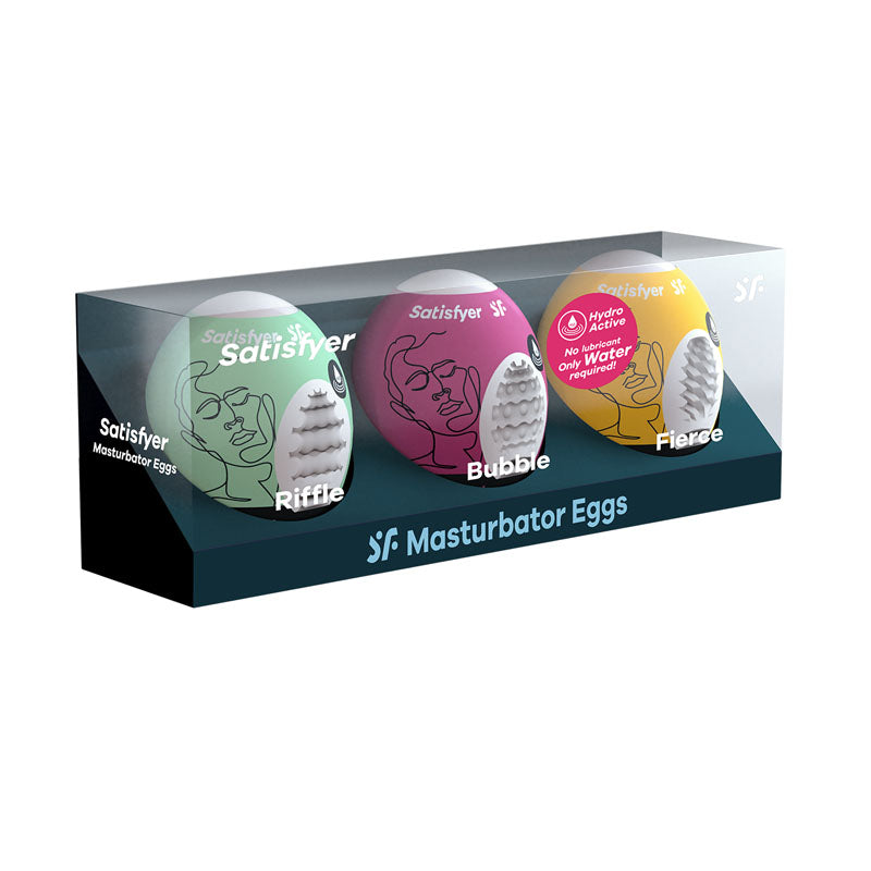 Satisfyer Masturbator Eggs - Variety Mixed 3 Pack Strokers White Strokers - Cup|Egg