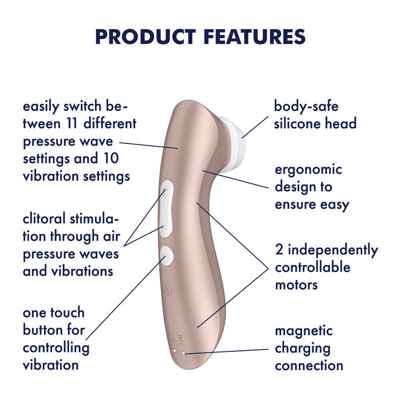 Satisfyer Pro 2+ Clitoral Stimulator 164mm Touch-Free USB Rechargeable STIMULATORS