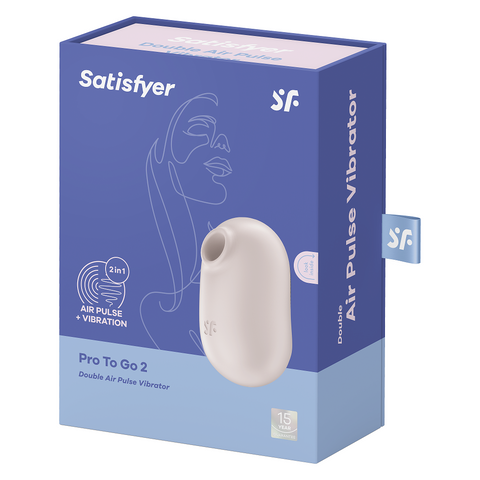 Satisfyer Pro To Go 2 Beige Double Air Pulse Vibrator with 2 Motors and 11 Intensities, 12 Vibration Modes, Waterproof Compact Silicone Design AIR PULSATION