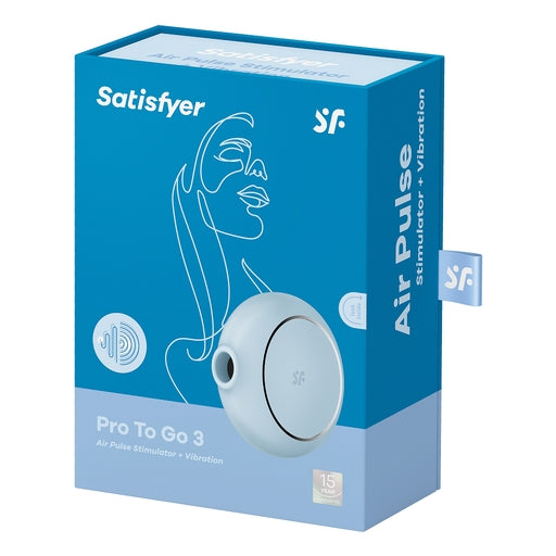 Satisfyer Pro To Go 3 Blue Compact Silicone Air Pulse Vibrator with Vibration AIR PULSATION