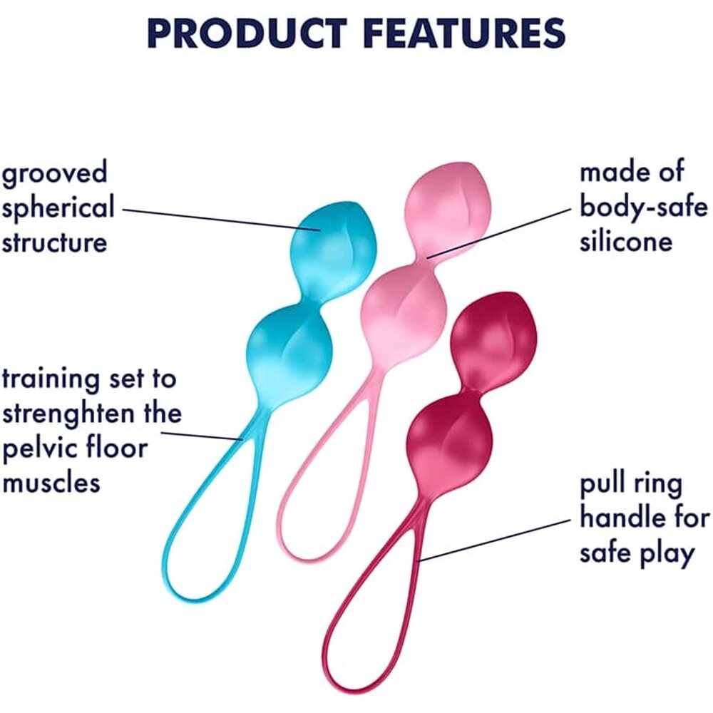 Satisfyer Set of 3 Weighted Double Kegel Training Balls – Silicone Kegel Balls Secondary image