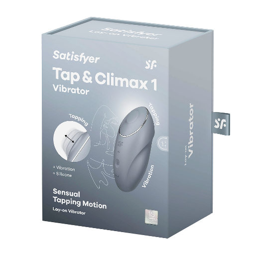 Satisfyer Tap and Climax 1 Lay-On Vibrator in Bluegrey with Sensual Tapping and Vibration Features Default Title Vibrators