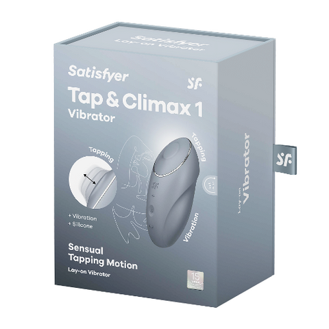 Satisfyer Tap and Climax 1 Lay-On Vibrator in Bluegrey with Sensual Tapping and Vibration Features Default Title Vibrators
