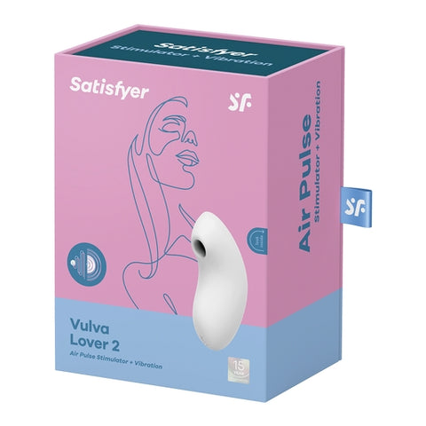 Satisfyer Vulva Lover 2 White Double Air Pulse Vibrator with 11 Air Pulse and 10 Vibration Settings, Compact Rechargeable Waterproof Design Default Title Suction Stimulator