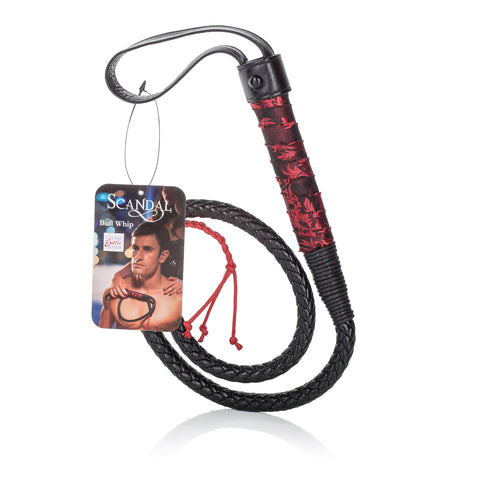 Scandal Red and Black Bull Whip with Designer Fabric Handle and Soft Tassels Whips & Paddles