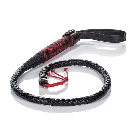 Scandal Red and Black Bull Whip with Designer Fabric Handle and Soft Tassels Whips & Paddles