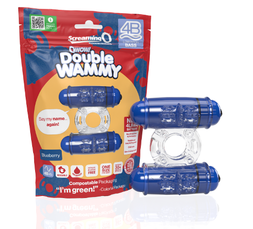 Screaming O 4B Double Wammy Vibrating Ring Blueberry One Size Cock Rings Vibrating