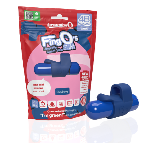 Screaming O 4B FingO Slim Finger Vibrator Blueberry One Size Waterproof Finger Stimulator