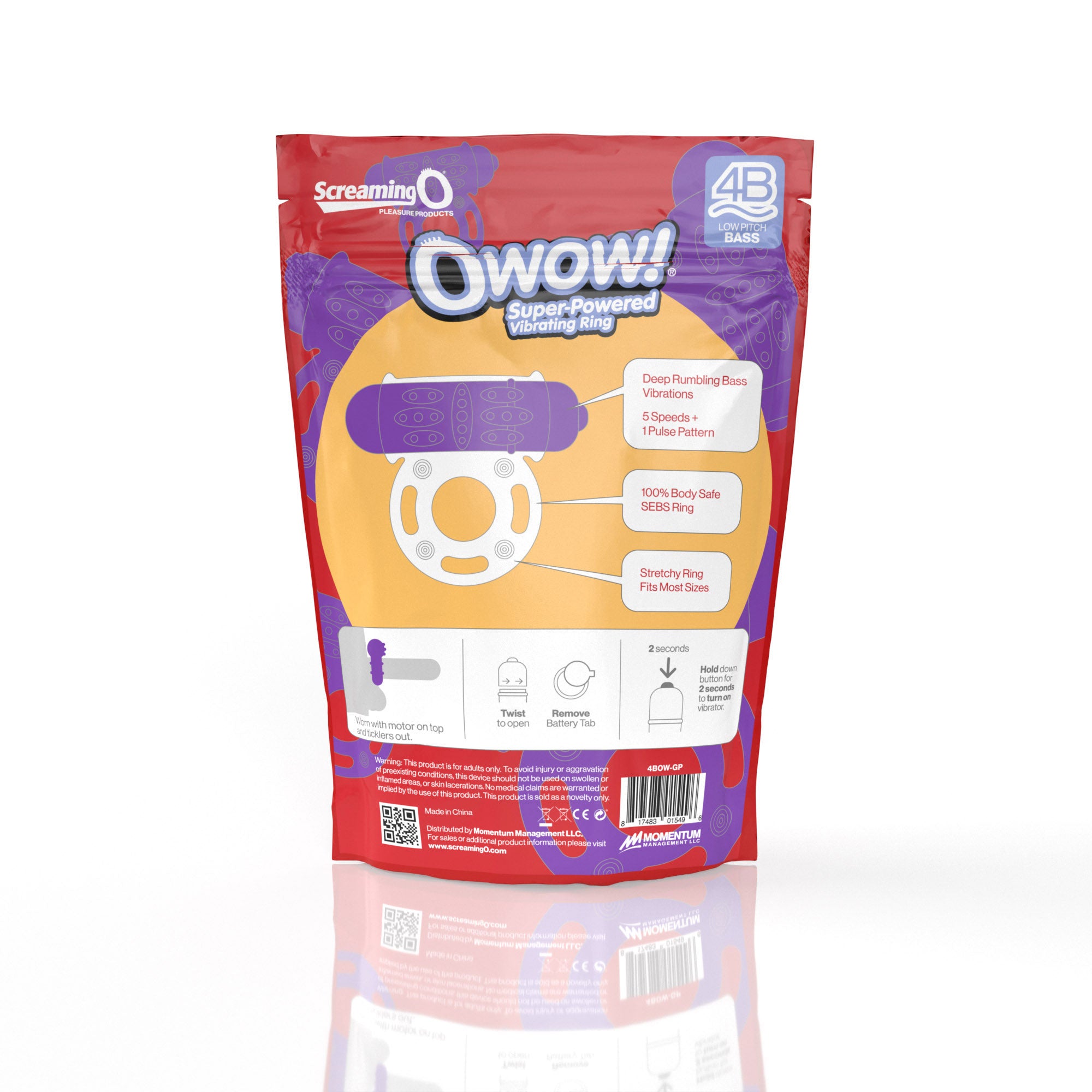 Screaming O 4B OWow Vibrating Ring – Body-Safe SEBS Material Vibrating Ring Secondary image