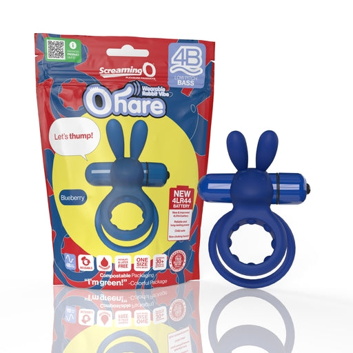 Screaming O 4B Ohare Blueberry – Deep Bass Vibrations Rabbit Vibrator > Cock Ring > Vibrating Main image