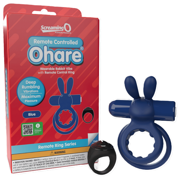 Screaming O Remote Controlled Ohare Vibrating Ring Blue – Deep Rumbling Vibrations Cock Rings Vibrating
