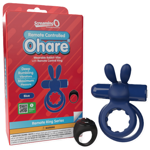 Screaming O Remote Controlled Ohare Vibrating Ring Blue – Deep Rumbling Vibrations Cock Rings Vibrating