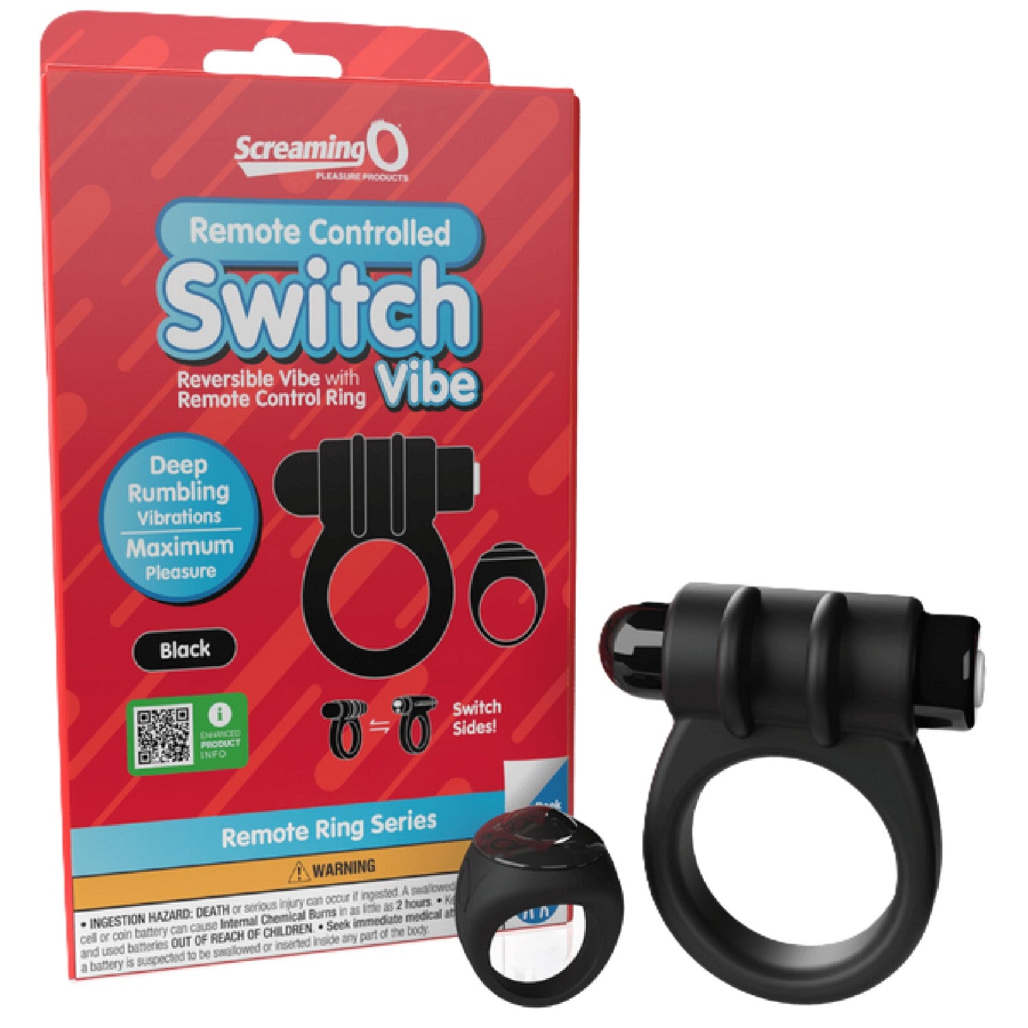 Screaming O Remote Controlled Switch Vibrating Ring Black – Deep Rumbling Vibration Cock Rings Vibrating