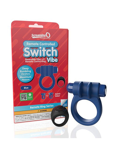 Screaming O Remote Controlled Switch Vibrating Ring Blue – Versatile Deep Rumbling Vibrations Cock Rings Vibrating