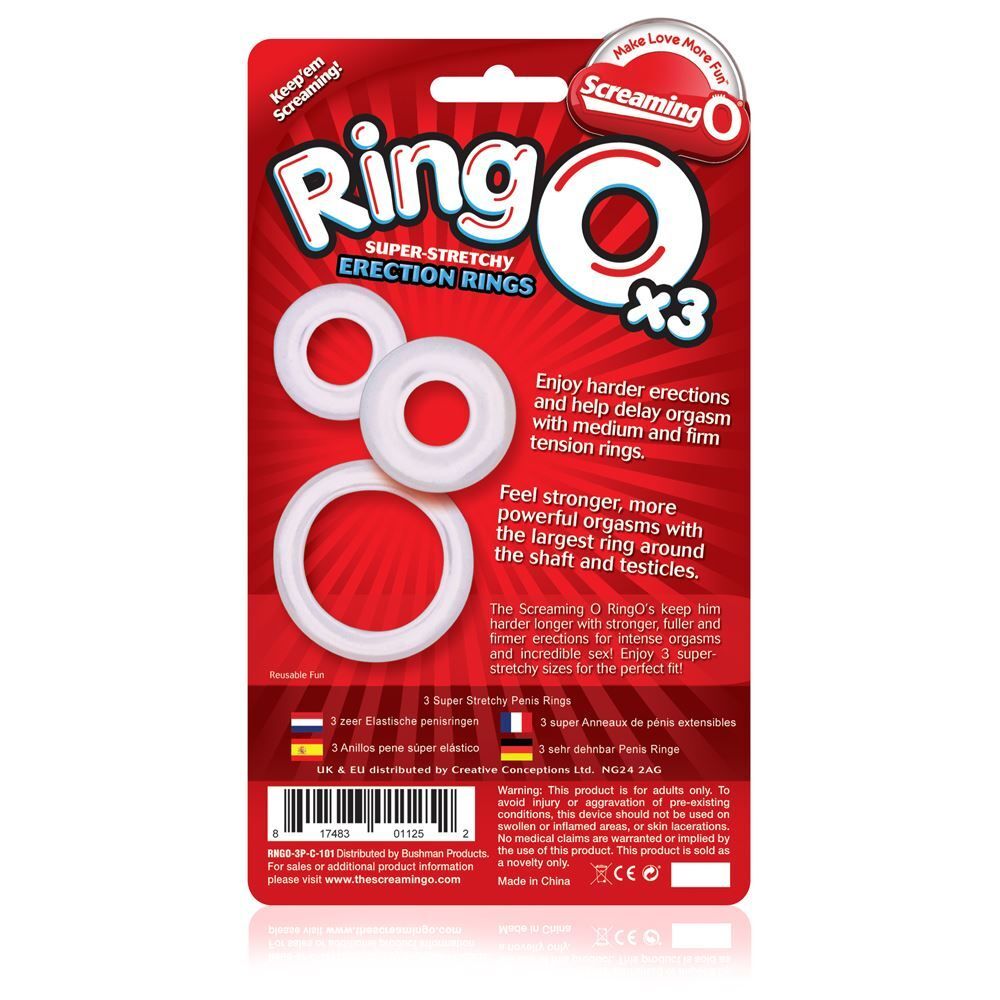 RingO X3 Mixed Pack 3-Pack Cock Rings Clear Silicone Cock Rings > Cock Ring > Sets