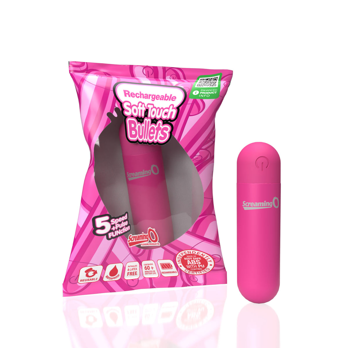 Rechargeable Soft Touch Bullet (Pink) – Waterproof 5-Speed Bullet Vibrator with Pulse Pattern > Vibrators > Mini Vibrators