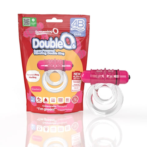 Screaming O Vibrating Double Ring Strawberry Soft Touch SEBS Cock Rings Vibrating
